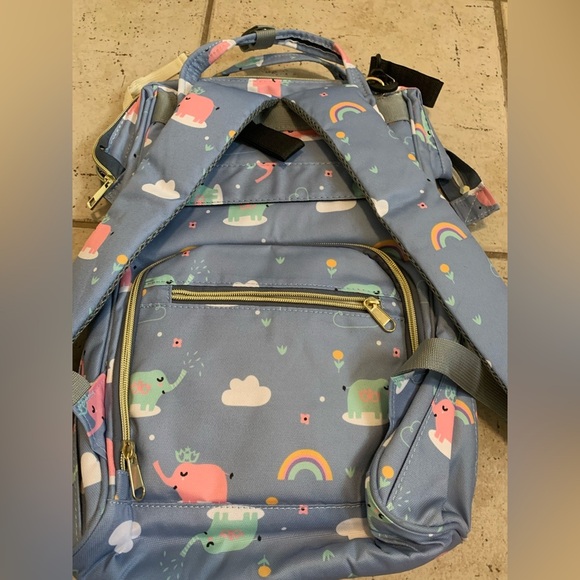 Cute Elephant Rainbow Insulated Diaper Bag Backpack - Picture 7 of 11